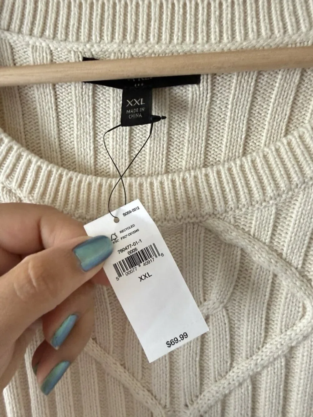 Banana Republic Cotton Fisherman Chunky Knit Crewneck Pullover Sweater XXL NWT